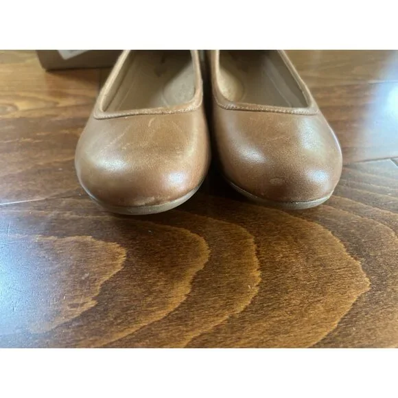Clarks Women's Canebay Plain Ballet Flat Dark Tan Leather 8.5 M Closed Toe NEW - Picture 6 of 9